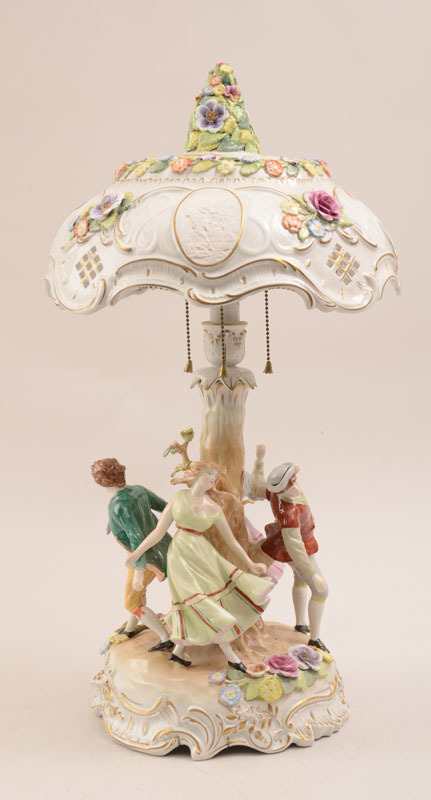 German Porcelain Figural Table Lamp