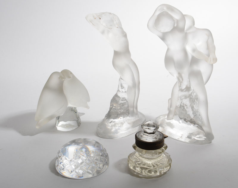 Group of Six Glass Table Articles