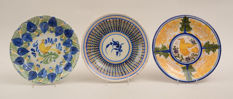 Group of Five Tin-Glazed Pottery Plates