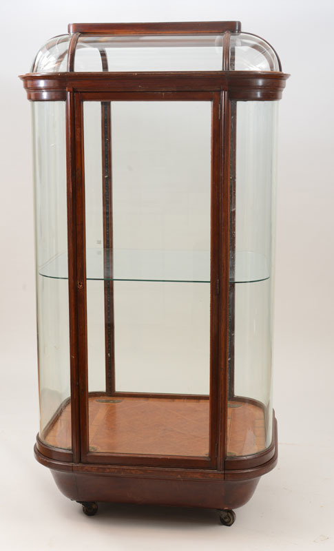 Late Victorian Mahogany and Glass Free-Standing Vitrine Cabinet