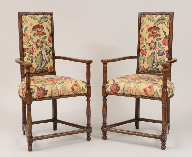 Pair of Flemish Oak Armchairs