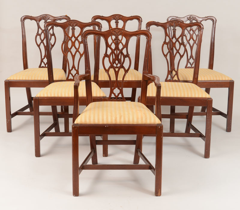 Set of Ten Mahogany Chippendale Style Dining Chairs