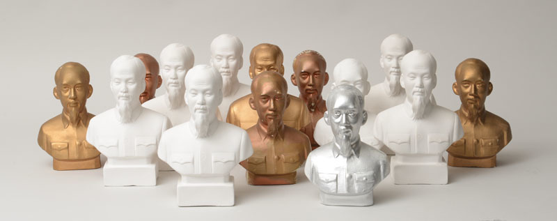 Group of Fourteen Plaster Propaganda Busts of Ho Chi Minh