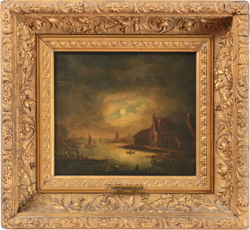 DUTCH SCHOOL: MOONLIT PORT SCENE