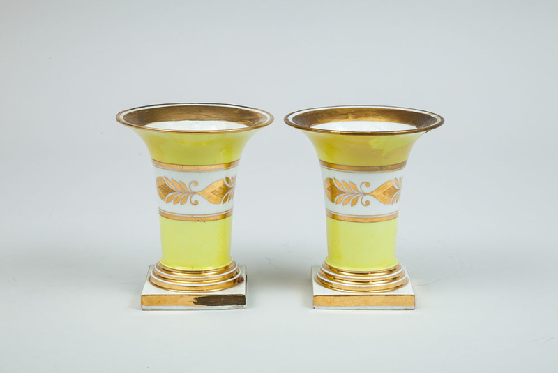 Pair of Continental Porcelain Gilt-Decorated Vases