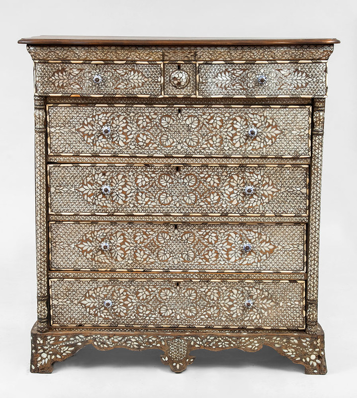 Syrian Mother of Pearl Inlaid Chest of Drawers