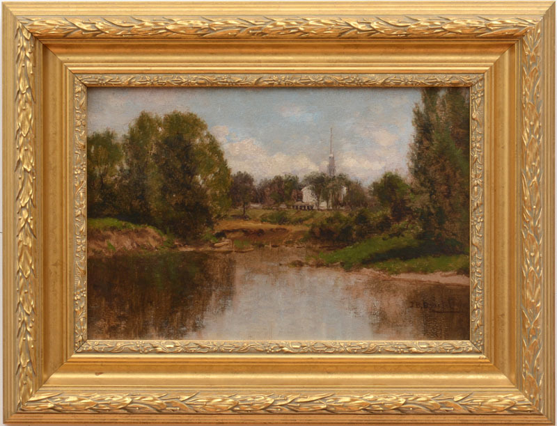 1200.JOHN BUNYAN BRISTOL (1826-1909): CHURCH ON THE WATER'S EDGE