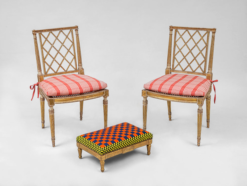 Pair of Louis XVI Style Painted and Parcel-Gilt Side Chairs