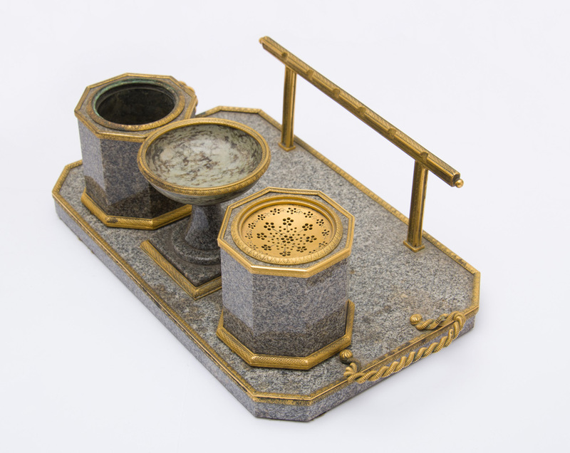 BALTIC NEOCLASSICAL ORMOLU-MOUNTED JASPERWARE INKSTAND