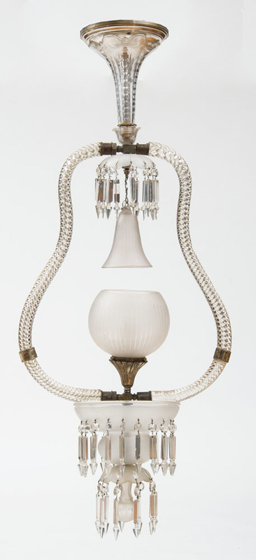 VICTORIAN GLASS AND METAL HALL FIXTURE