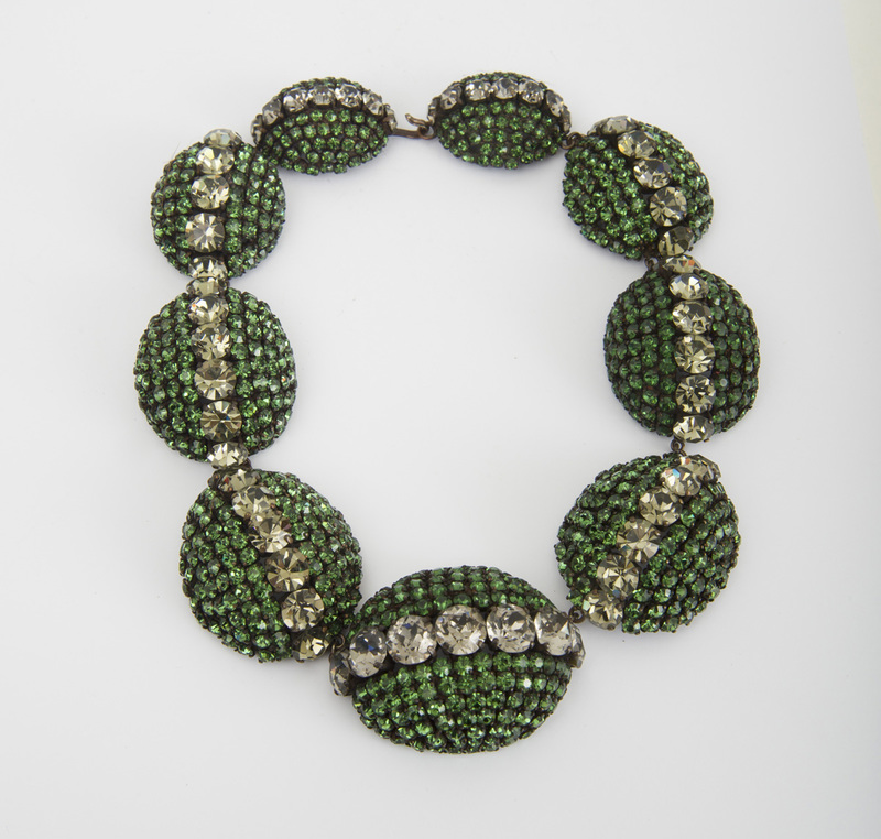 Two Gilt-Metal and Paste Chokers and a Gilt-Metal, Paste and Simulated Emerald Choker