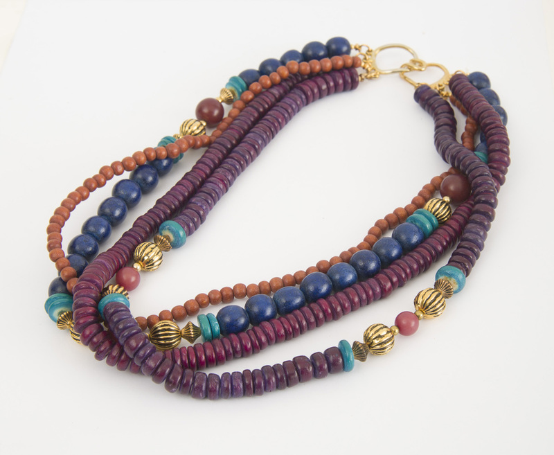 Eight Beaded and Simulated Stone, Glass and Other Material Necklaces