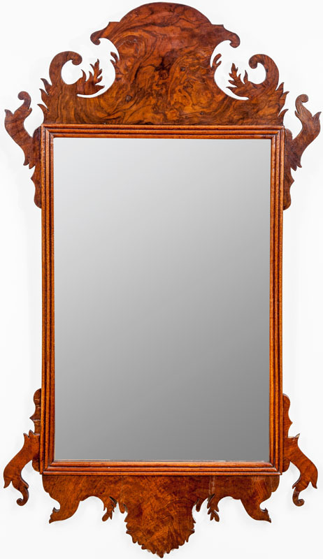 Chippendale Style Walnut and Mahogany Mirror