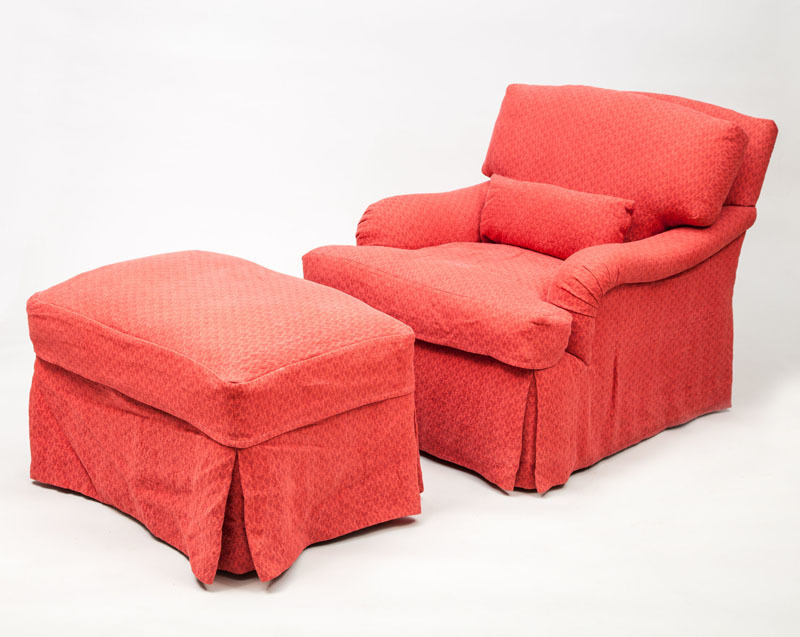 Upholstered Club Chair and Ottoman