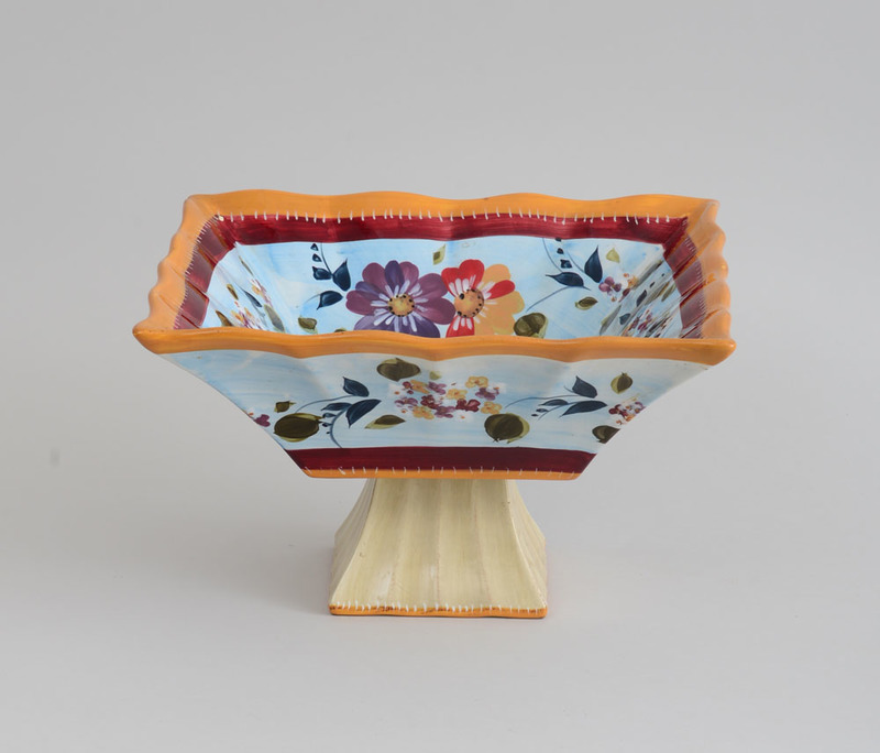 Modern Chinese Stemmed Glazed Pottery Fruit Compote
