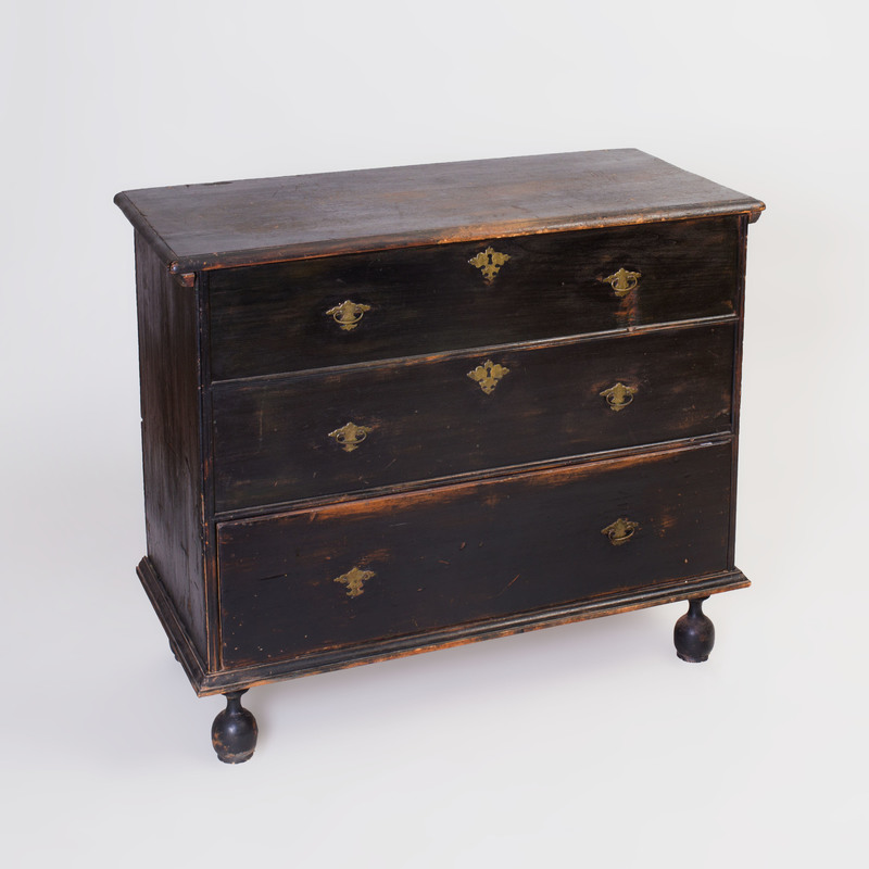 William and Mary Black Painted Blanket Chest