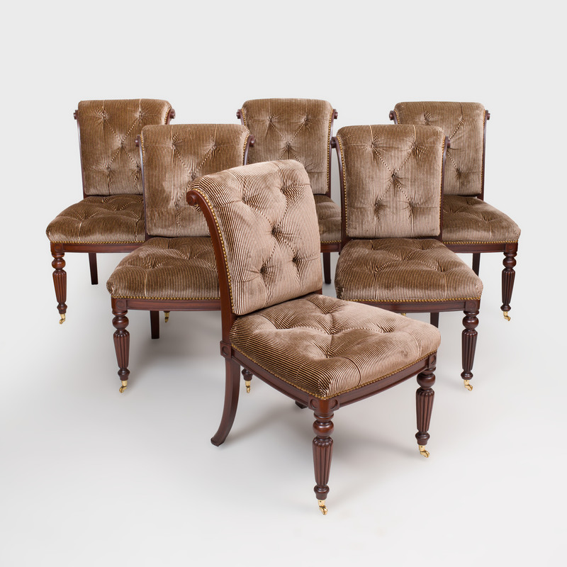 Set of Six William IV Style Stained Wood Dining Chairs