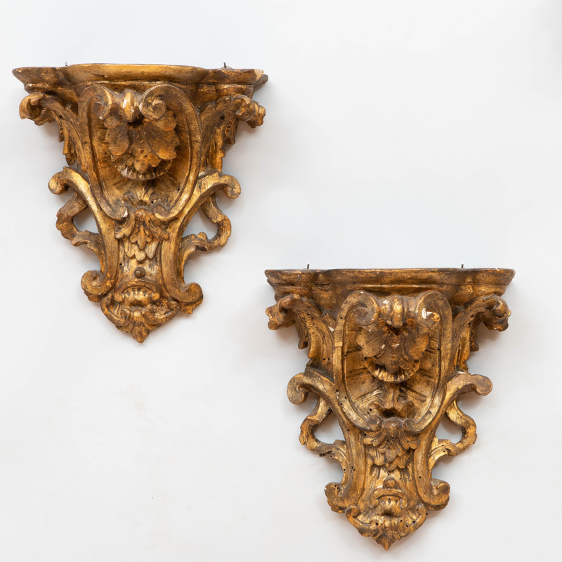 Pair of Louis XV Style Giltwood Wall Brackets
