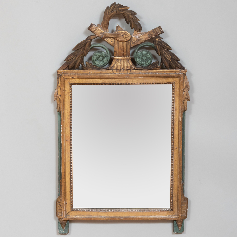 Small Louis XVI Provincial Painted and Parcel-Gilt Mirror
