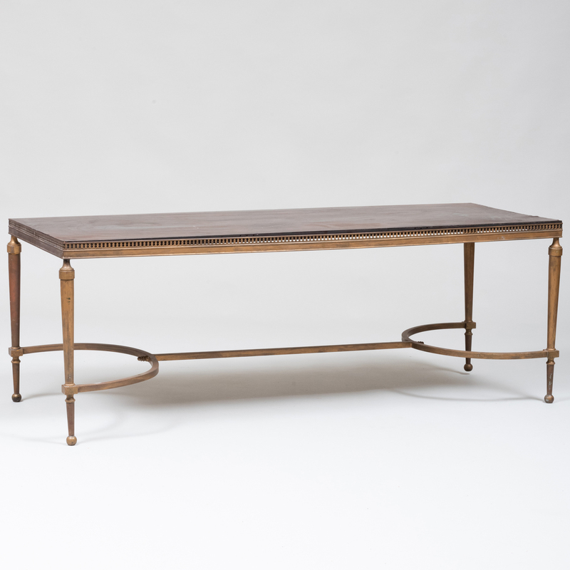 Modern Brass-Mounted Rosewood Low Table