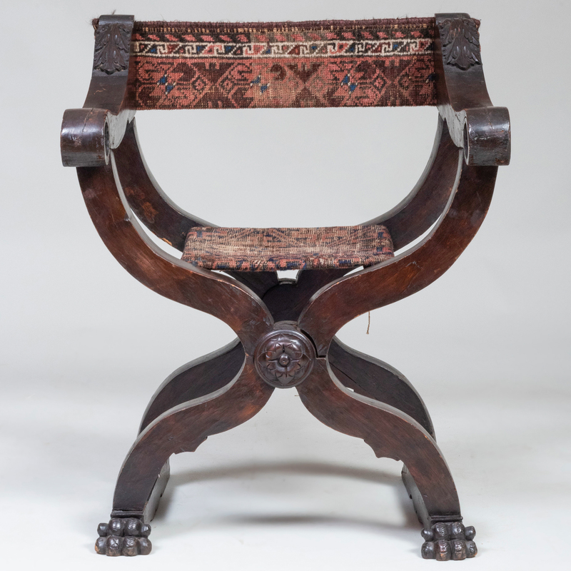 Renaissance Style Oak Curule Chair