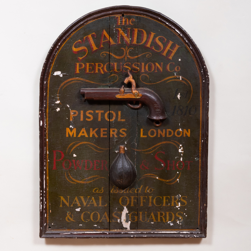 English Painted Wood Trade Sign for the Standish Percussion Co.
