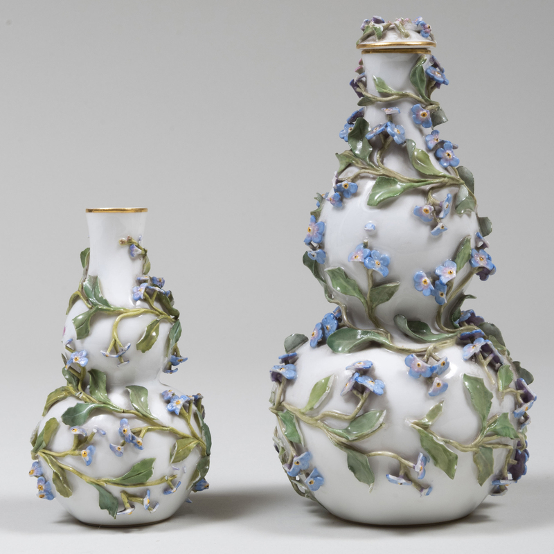 Two Meissen Porcelain Flower Encrusted Vases