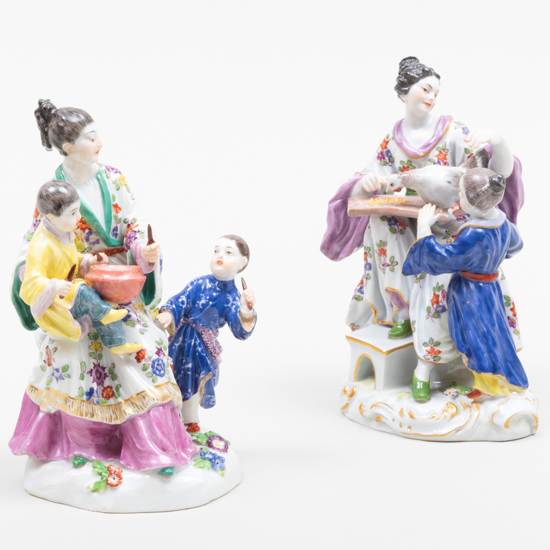Two Meissen Porcelain Chinoiserie Figural Groups