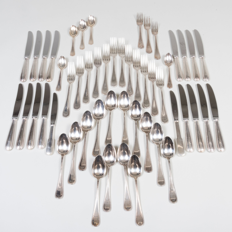 Christofle Silver Plate Part Service in the 'Perles' Pattern