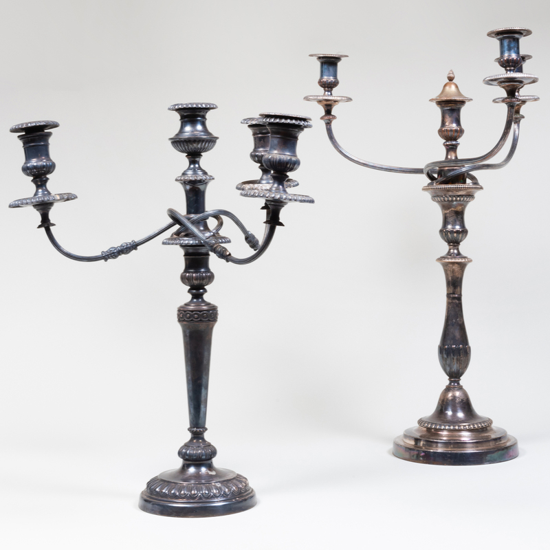 Two Silver Plate Four-Light Candelabra