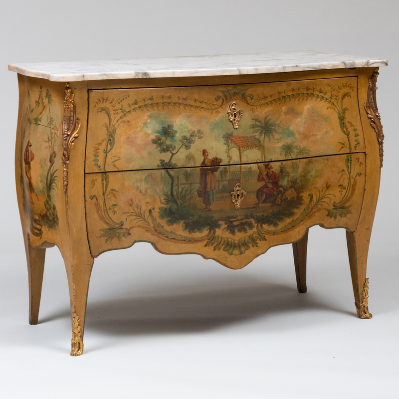 Louis XV Style Gilt-Bronze-Mounted Painted Commode