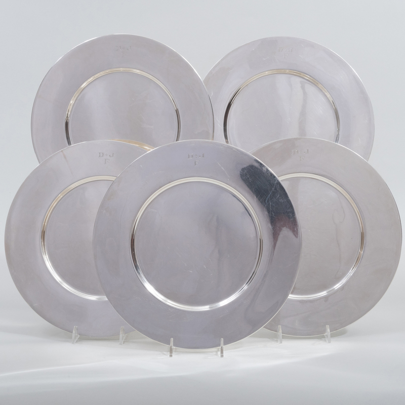 Set of Five Dominick & Haff Sterling Silver Place Plates
