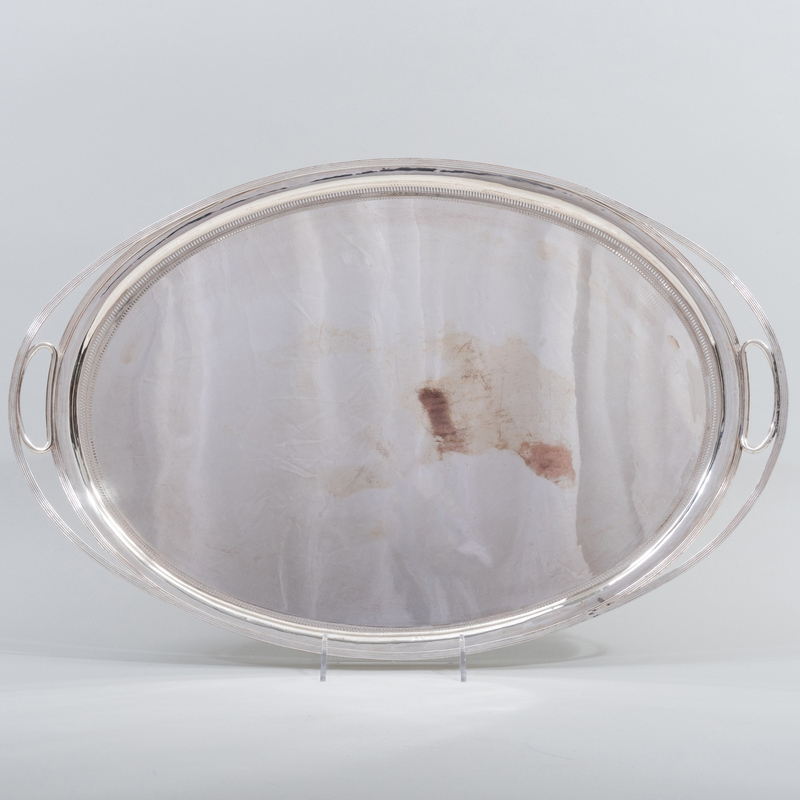English Silver Plate Galleried Tray