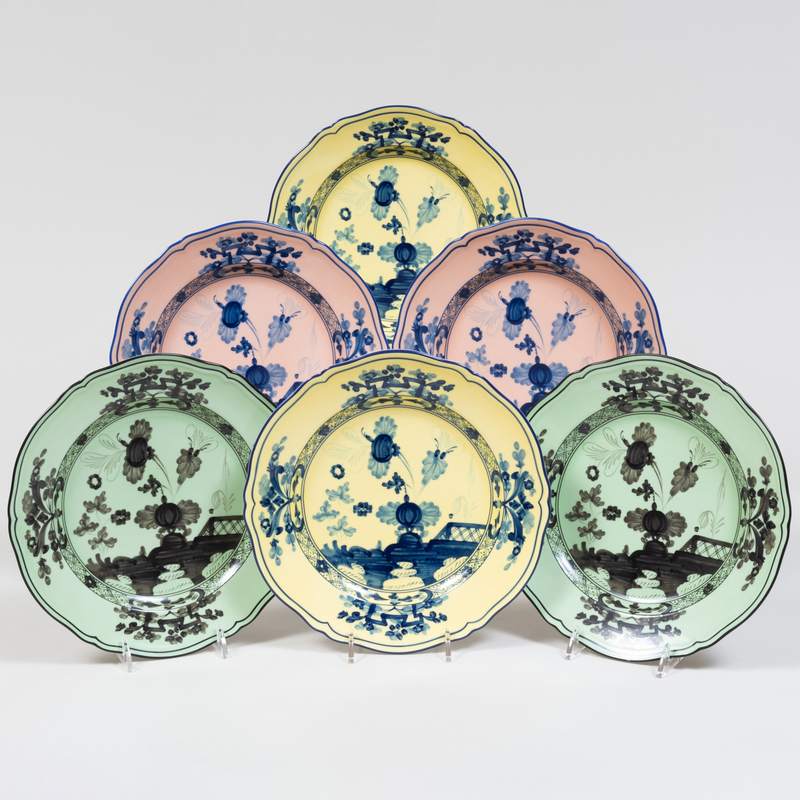 Set of Ginori Porcelain Dessert Plates in the 'Oriente Italiano' Pattern