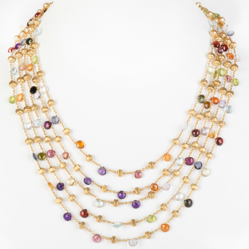 Marco Bicego Paradise 18k Gold and Multicolor Gemstone Multistrand Necklace