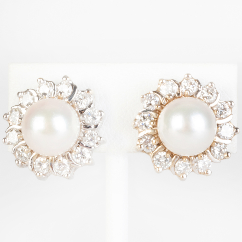 18k White Gold, Diamond and Mabe Pearl Earrings