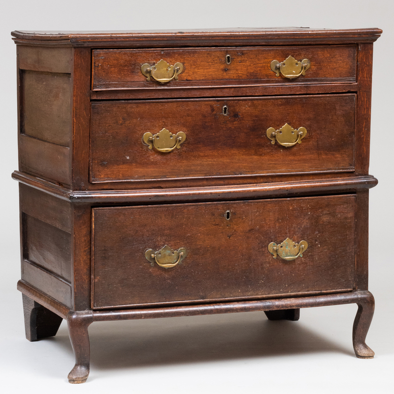 Queen Anne Oak Chest on Chest
