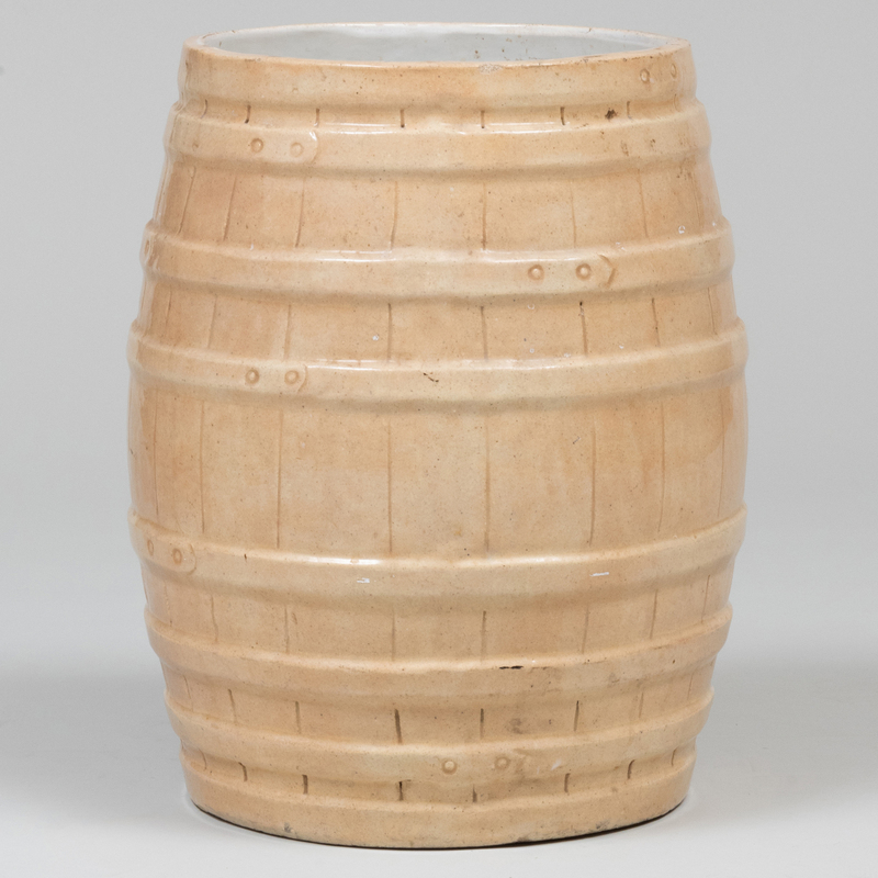 English Glazed Earthenware Model of a Barrel
