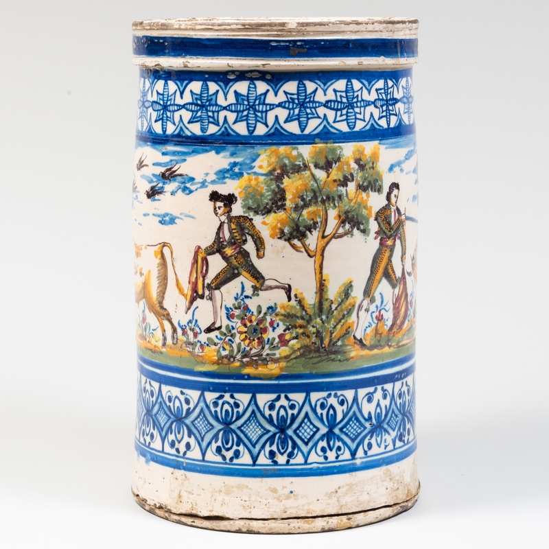 Continental Faience Umbrella Stand, Probably Spanish