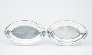 Pair of Bulgari 950 Silver Small Oval Trays