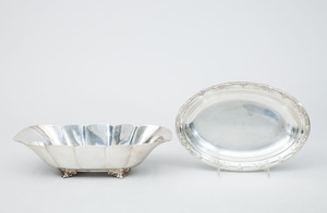 International Monogrammed Silver Oval Tray, in the Wild Rose Pattern