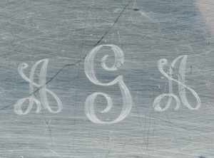 International Monogrammed Silver Oval Tray, in the Wild Rose Pattern