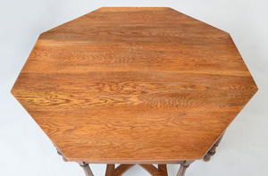 ENGLISH ARTS AND CRAFTS OCTAGONAL OAK CENTER TABLE, C. 1920