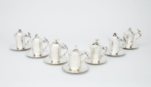 Seven Continental Silver-Plated Cups, Covers and Stands