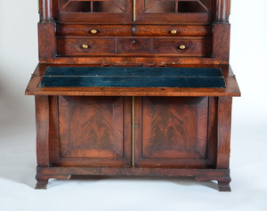 AMERICAN CLASSICAL MAHOGANY SECRETARY BOOKCASE, IN THE STYLE OF MEEKS