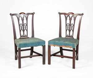 PAIR OF GEORGE III MAHOGANY SIDE CHAIRS, IN THE NEO-GOTHIC TASTE