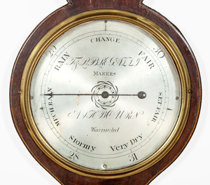 GEORGE III INLAID MAHOGANY BAROMETER