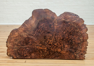 WALNUT BURL THREE-LEG LOW TABLE