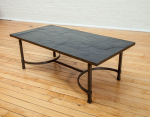 WROUGHT IRON SLATE-TOP LOW TABLE