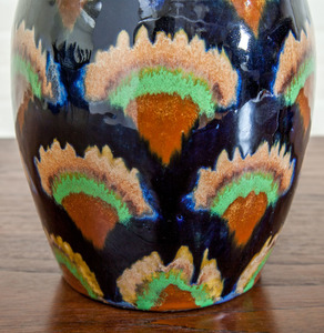 TWO GERMAN DECORATED SECESSIONIST EARTHENWARE VASES
